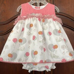 YOEDU Balloon Print Top and Bloomers Set 12M VGUC Spanish Boutique